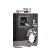 モノグラムおもしろいパンクロックドラマーベアミュージシャン フラスク (右)