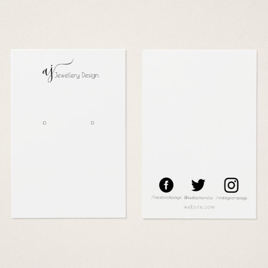 モノグラムおよびソーシャルメディアのイヤリングディスプレイカード (正面&裏面)