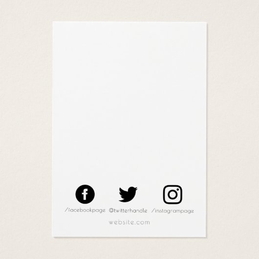 モノグラムおよびソーシャルメディアのイヤリングディスプレイカード (裏面)