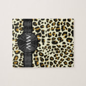 モノグラムおよびヒョウのプリント ジグソーパズル (横)