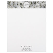 モノグラムおよび住所の花こう岩の白