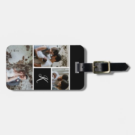 モノグラムおよび写真のコラージュ ラゲッジタグ (正面横)
