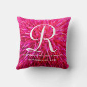 モノグラムおよび名前のショッキングピンクの抽象芸術の花柄の枕 クッション (裏面)