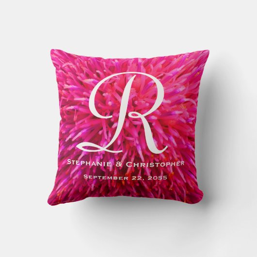 モノグラムおよび名前のショッキングピンクの抽象芸術の花柄の枕 クッション (裏面)