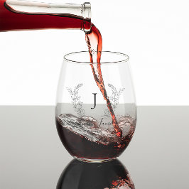 モノグラムおよび名前スクリプエレガントトパーソナライズされた ステムなしワイングラス