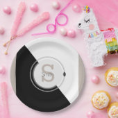 モノグラムおよび名前ブロックグラフィック使い捨てプレート ペーパープレート (パーティー)