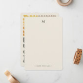 モノグラムおよび名前レトロヴィンテージインスパイア-フローラ ノートカード (正面/裏面インサイチュ)