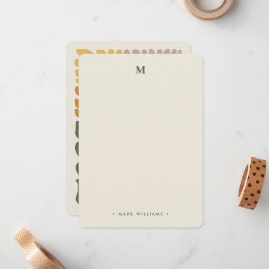 モノグラムおよび名前レトロヴィンテージインスパイア-フローラ ノートカード (正面/裏面インサイチュ)