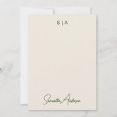 モノグラムおよび名前レトロヴィンテージ-スタイル自然フローラ ノートカード (正面)