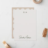 モノグラムおよび名前レトロヴィンテージ-スタイル自然フローラ ノートカード (正面/裏面インサイチュ)