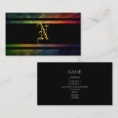 モノグラムおよび黒のストリップ 名刺 (正面/裏面)