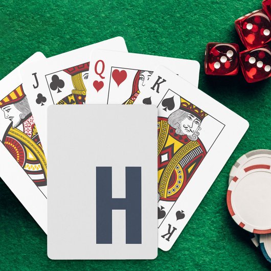 モノグラムお洒落イニシャルミニマリストシルバーグレーブルー トランプ