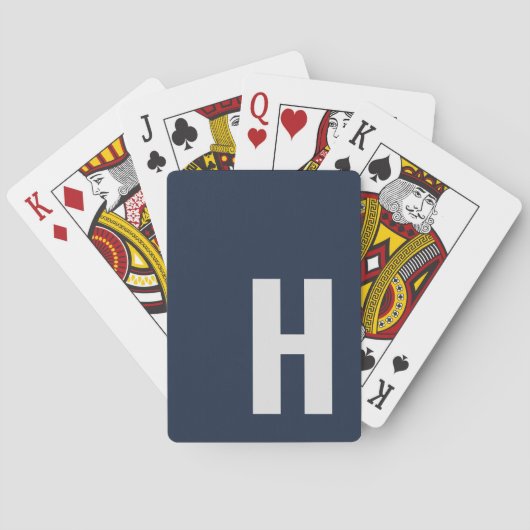 モノグラムお洒落イニシャルミニマリストブルーとグレー トランプ (裏面)