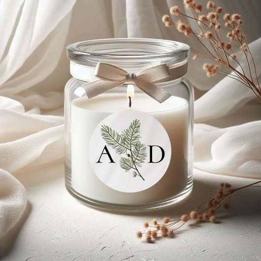 モノグラムお洒落グリーンと金ゴールドパイン結婚ズ ラウンドシール