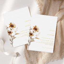 モノグラムお洒落フォトワイルドフラワー結婚ズ 箔招待状