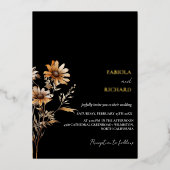 モノグラムお洒落フォトワイルドフラワー結婚ズ 箔招待状 (正面)