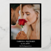 モノグラムお洒落フォトワイルドフラワー結婚ズ 箔招待状 (裏面)