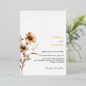 モノグラムお洒落フォトワイルドフラワー結婚ズ 箔招待状 (立ち正面)