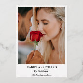 モノグラムお洒落フォトワイルドフラワー結婚ズ 箔招待状 (裏面)