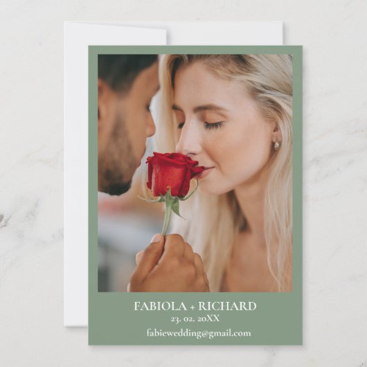 モノグラムお洒落ボホグリーンワイルドフラワー結婚ズ 招待状 (裏面)