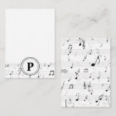 モノグラムお洒落ミュージックノートミュージシャン ノートカード (正面/裏面)