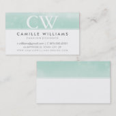 モノグラムお洒落ログラデーションゴ水彩ミント 名刺 (正面/裏面)