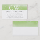 モノグラムお洒落ログラデーションゴ水色グリーン 名刺 (正面/裏面)