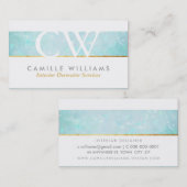 モノグラムお洒落ロゴethereal《写真》ぼけ味アクアブルー 名刺 (正面/裏面)