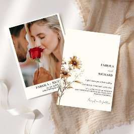 モノグラムお洒落焼きオランワイルドフラワー結婚ズ 招待状