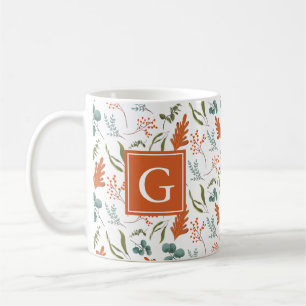 モノグラムお洒落秋植物パターン コーヒーマグカップ