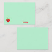 モノグラムかわいいイチゴ果実オンターコイズ ノートカード (正面/裏面)