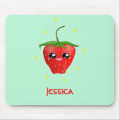 モノグラムかわいいイチゴ果実オンターコイズ マウスパッド (正面)