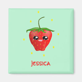 モノグラムかわいいイチゴ果実オンターコイズ マグネット