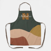 モノグラムかわいいカラーパレットグリーンブラウンとピンク エプロン (正面)