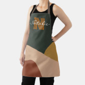 モノグラムかわいいカラーパレットグリーンブラウンとピンク エプロン (インサイチュ)