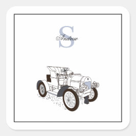 モノグラムかわいいグパーソナライズされたラフィックブラックカー スクエアシール