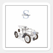 モノグラムかわいいグパーソナライズされたラフィックブラックカー スクエアシール (正面)