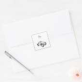 モノグラムかわいいグパーソナライズされたラフィックブラックカー スクエアシール (封筒)