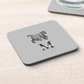 モノグラムかわいいグパーソナライズされたラフィックブラックセット コースター (左側)