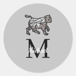 モノグラムかわいいグパーソナライズされたラフィックブラックセット ラウンドシール