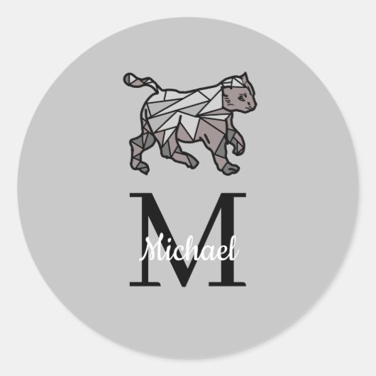 モノグラムかわいいグパーソナライズされたラフィックブラックセット ラウンドシール (正面)