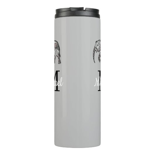 モノグラムかわいいグラフィックパーソナライズされたスエレファントブラック タンブラー (裏面)