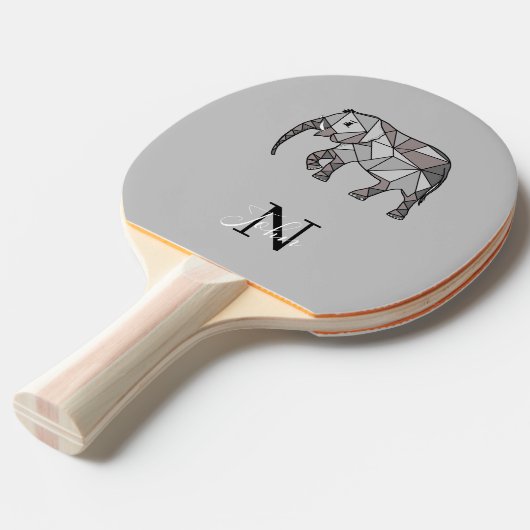 モノグラムかわいいグラフィックパーソナライズされたスエレファントブラック 卓球ラケット (正面アングル)