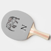 モノグラムかわいいグラフィックパーソナライズされたスエレファントブラック 卓球ラケット (横)