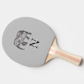モノグラムかわいいグラフィックパーソナライズされたスエレファントブラック 卓球ラケット (横)