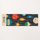 モノグラムかわいいコントラストネイビーとベージュオーナメント ヨガマット (正面(横))