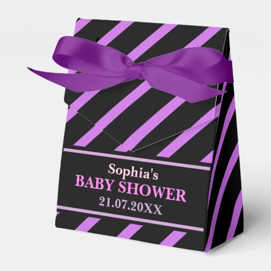 モノグラムかわいいストライプの赤ちゃんシャワー フェイバーボックス (正面サイド)