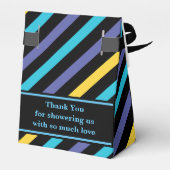 モノグラムかわいいストライプの赤ちゃんシャワー フェイバーボックス (裏面サイド)