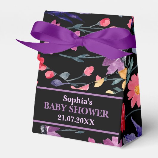 モノグラムかわいいパターン赤ちゃんシャワー フェイバーボックス (正面サイド)