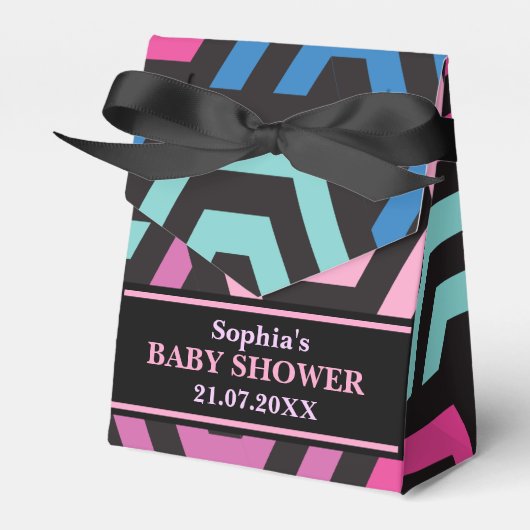 モノグラムかわいいパターン赤ちゃんシャワー フェイバーボックス (正面サイド)